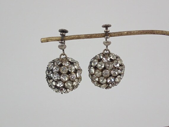 Fabulous 1920's- 1930's Paste Stone Ball Bead Earr