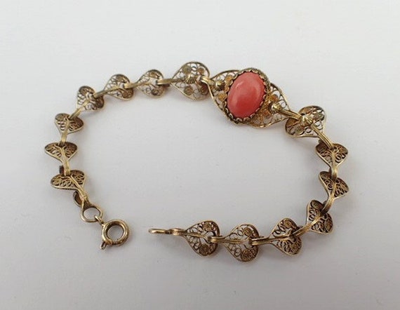 1950s Dainty Bracelet | 800 Silver Gilt Filigree … - image 4