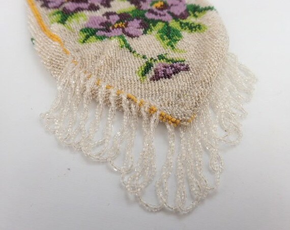 Little 1900s Beaded Reticule Evening Purse Drawst… - image 9