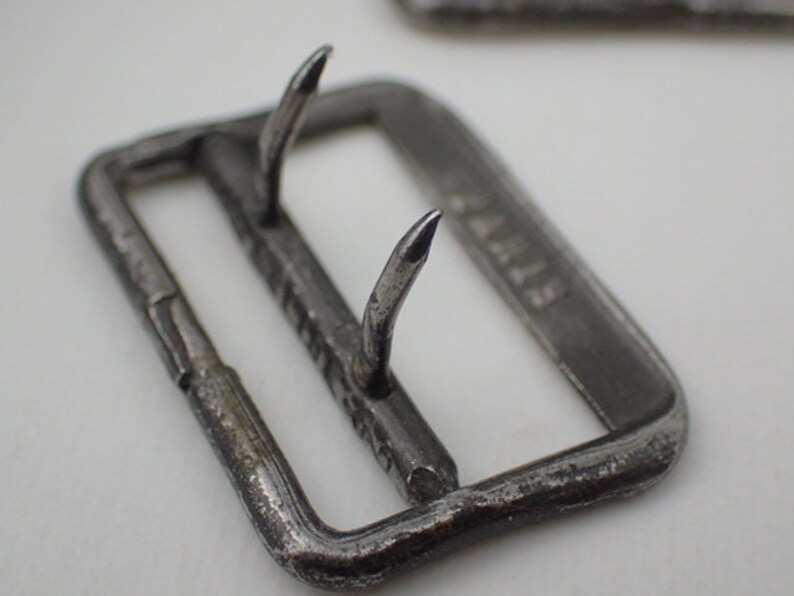 1860 Civil War Era French Antique Steel Buckles Buckle Paris Solide Corset Suspender Waistcoat Collectible