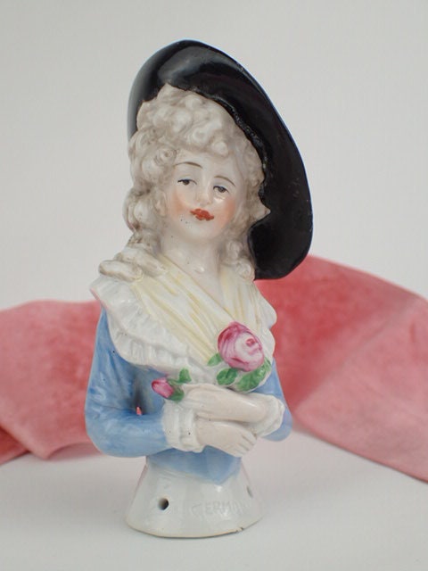 Large German 1920's Half Doll Roses Bonnet Pin Cushion - Etsy UK