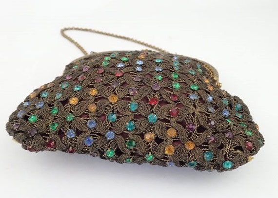 1930s Jewel Evening Bag | Sparkly Rhinestones Red… - image 8