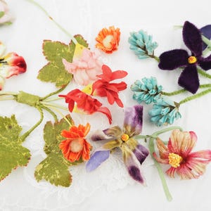 1930s to 1960s Little Flowers | Ombré Velvet Fabric Paper Leaves Buds | Vintage Millinery Hat Making Costume Supplies Trim Trimming Flower