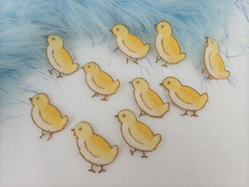 x10 1950/'s Appliqu\u00e9s Yellow Bird Animals Embroidered Wool Trimming Embellishment Knitting Sewing Crafting Children/'s New Baby Vintage