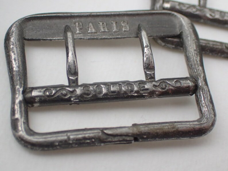 1860 Civil War Era French Antique Steel Buckles Buckle Paris Solide Corset Suspender Waistcoat Collectible