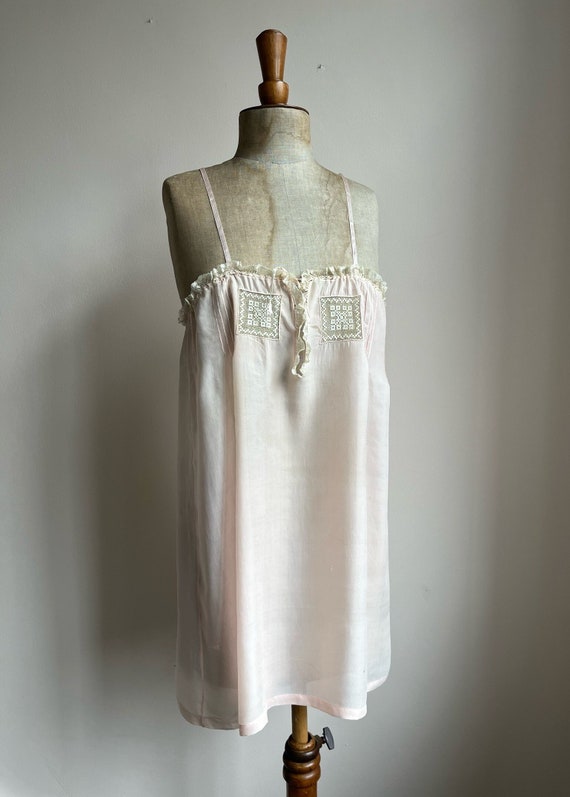1920s Pink Silk Chemise | Dainty Lace Pin Tucks |… - image 5