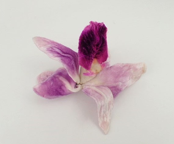 1930s Orchid Corsage | Pink Ombré Velvet Petals |… - image 10