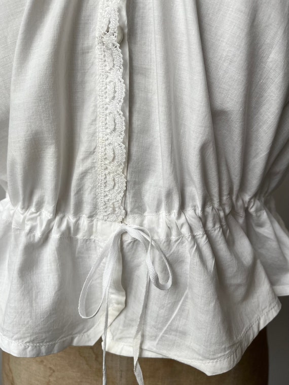 Edwardian White Cotton Blouse | Boxy Lace Button … - image 6