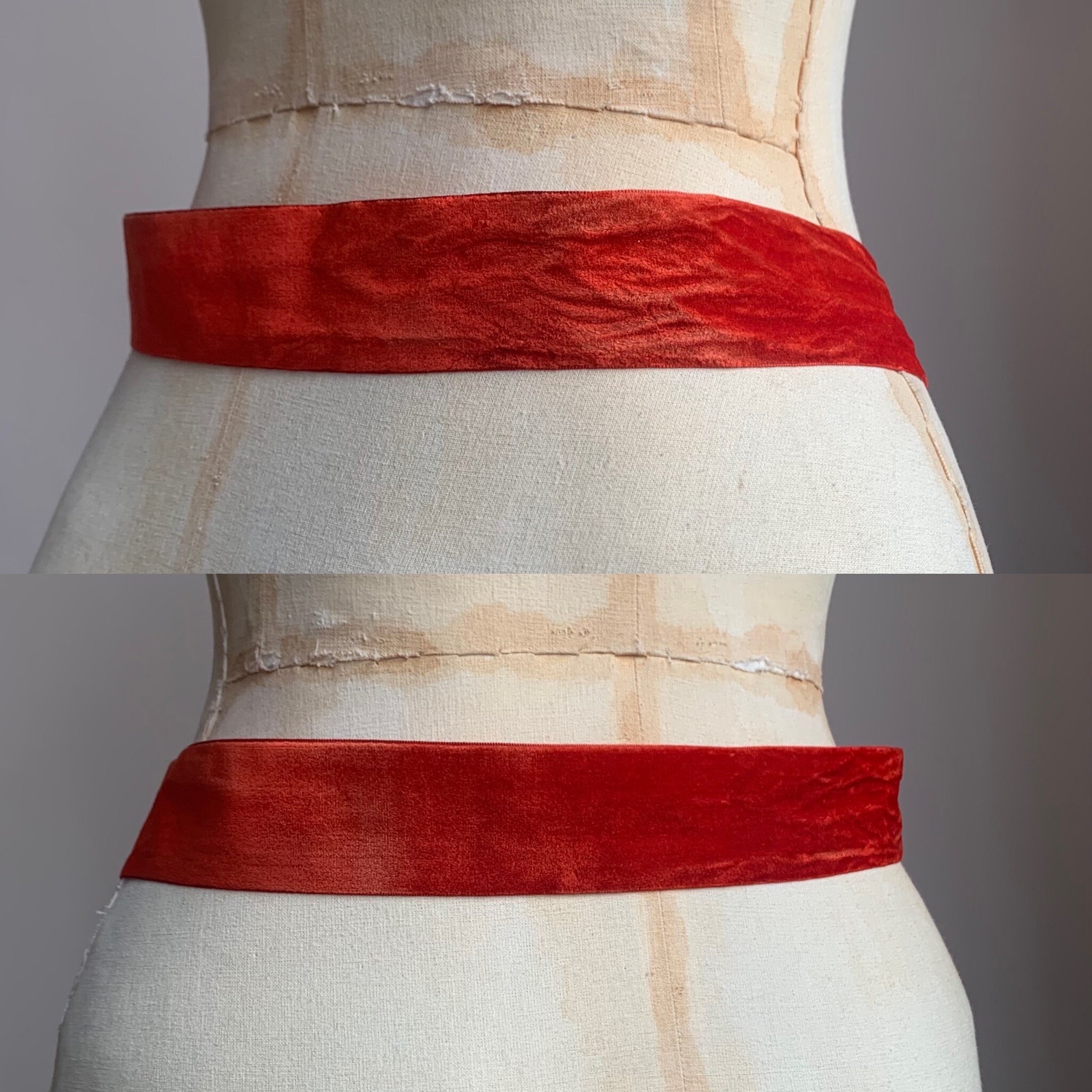 1930s Red Plastic Buckle Belt | Carved Flowers Shimmery  display picture 3