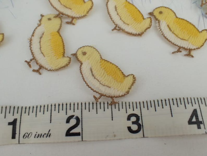 x10 1950/'s Appliqu\u00e9s Yellow Bird Animals Embroidered Wool Trimming Embellishment Knitting Sewing Crafting Children/'s New Baby Vintage