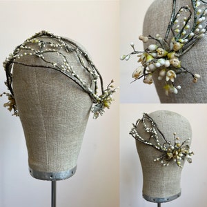 1920s Shimmery Silver Waxed Flower Tiara | Orange Blossom
