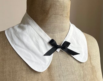 Collar de los años 20 / Algodón blanco suave / Ropa antigua Moda / Vestuario de época Blusa Accesorios para camisas
