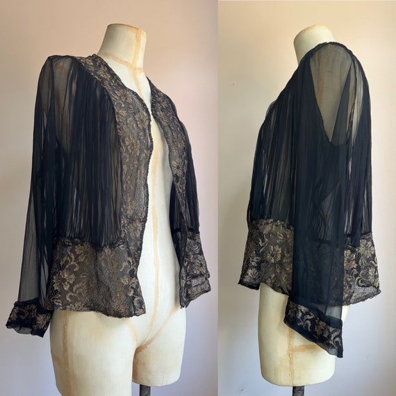 1930s Lamé Lace & Silk Chiffon Jacket | Pleats Lo… - image 1