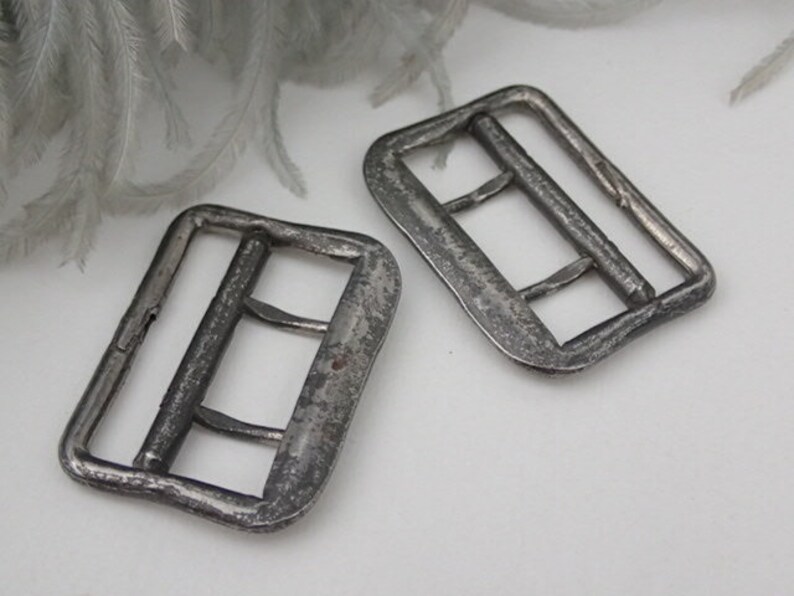 1860 Civil War Era French Antique Steel Buckles Buckle Paris Solide Corset Suspender Waistcoat Collectible