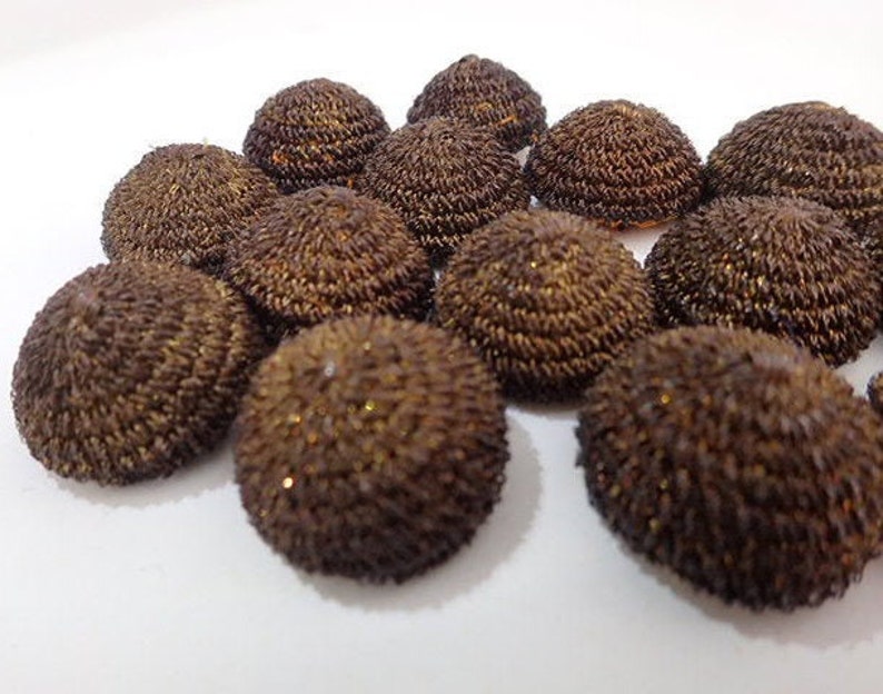 x2 Late Victorian Early 20th Century Bronze Bullion Thread Back Buttons Passementerie Antique Trimming Sewing Haberdashery Period Costume