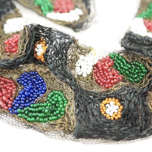 1920s Beaded Embroidered Trim | Appliqué Trimming Embellishment | Haberdashery Sewing Costuming Dressmaking Hat Millinery Antique Art Deco