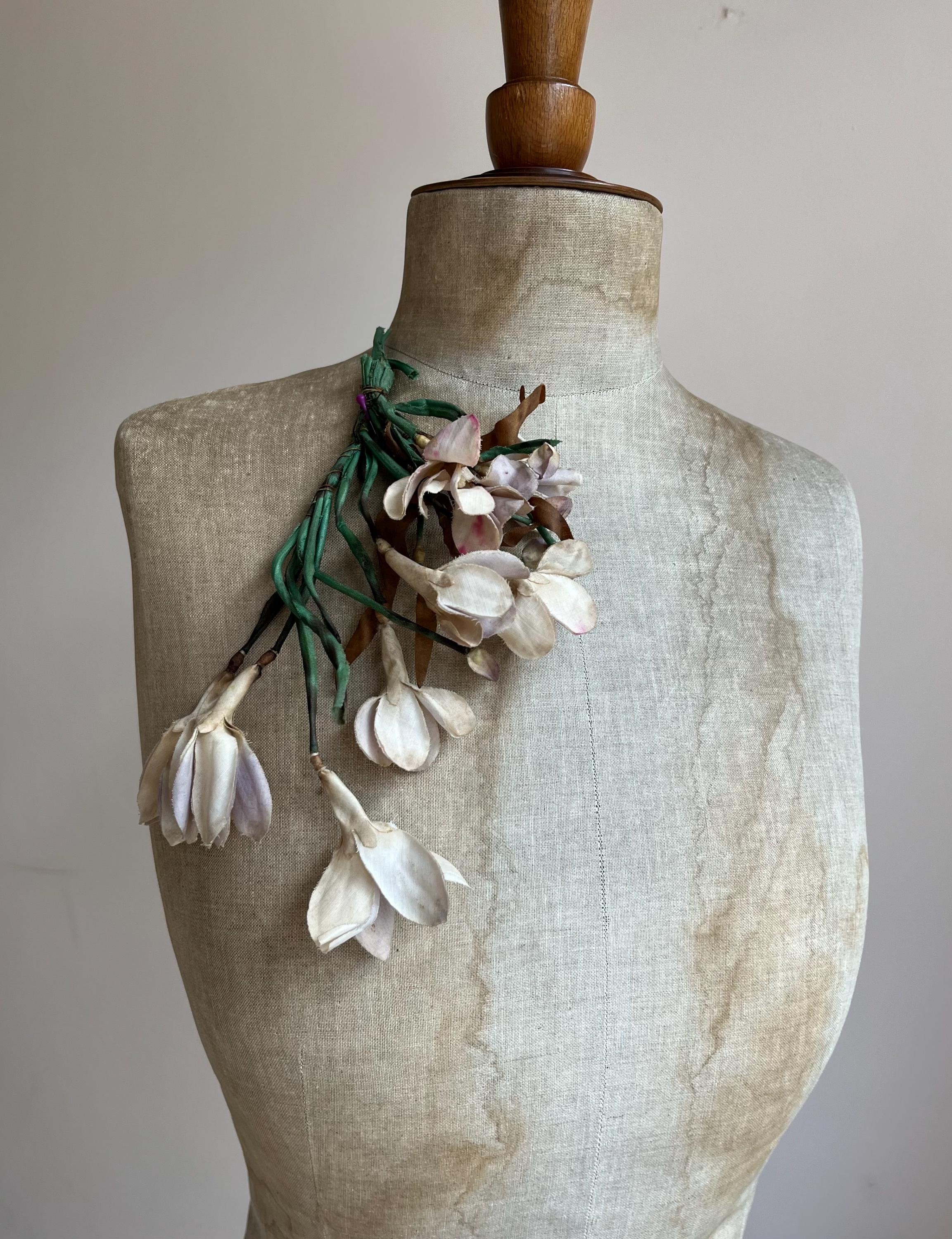 1930s Flower Corsage Spray | Fabric Petals | Vintage Millinery