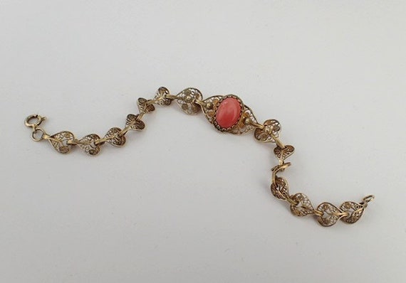 1950s Dainty Bracelet | 800 Silver Gilt Filigree … - image 7