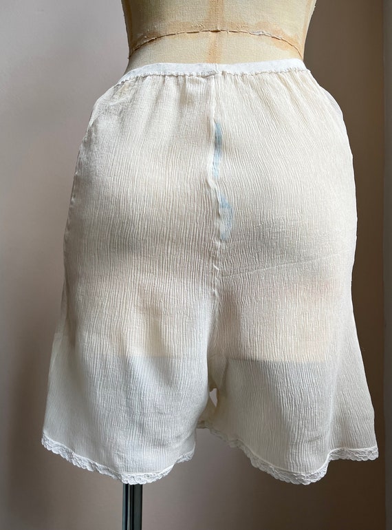 Vintage Pale Cream Silk Chiffon & Lace Tap Pants … - image 6