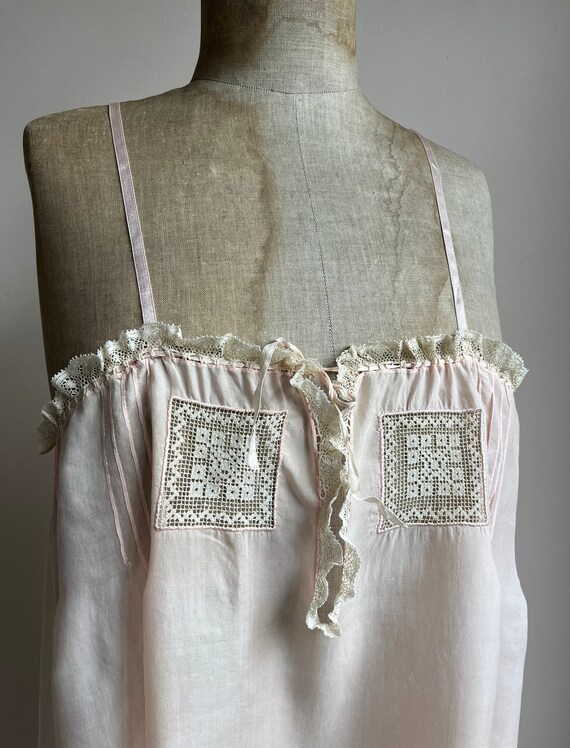 1920s Pink Silk Chemise | Dainty Lace Pin Tucks |… - image 4