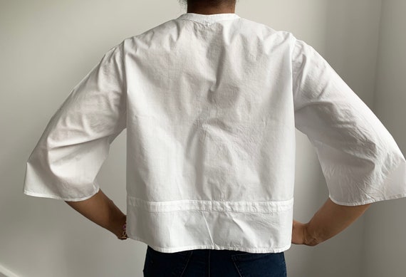 Edwardian White Cotton Blouse Button Down Shirt T… - image 6