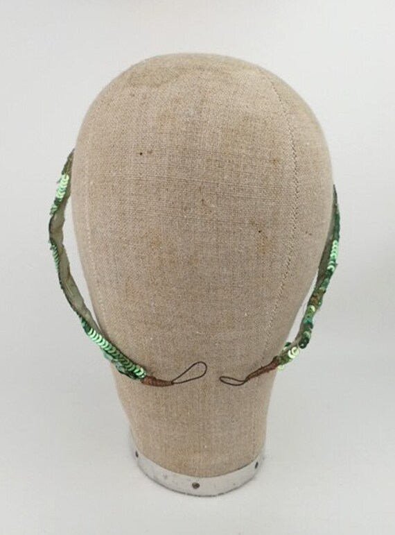 1920s Theatrical Headdress | Sea Green Emerald Gl… - image 6