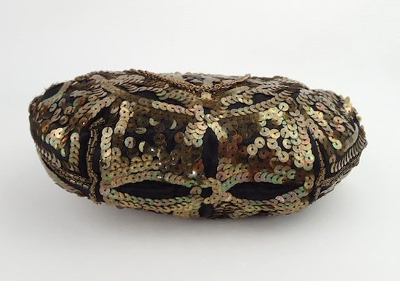 1930s Embellished Purse | Gold Sequins Faux Pearl… - image 10