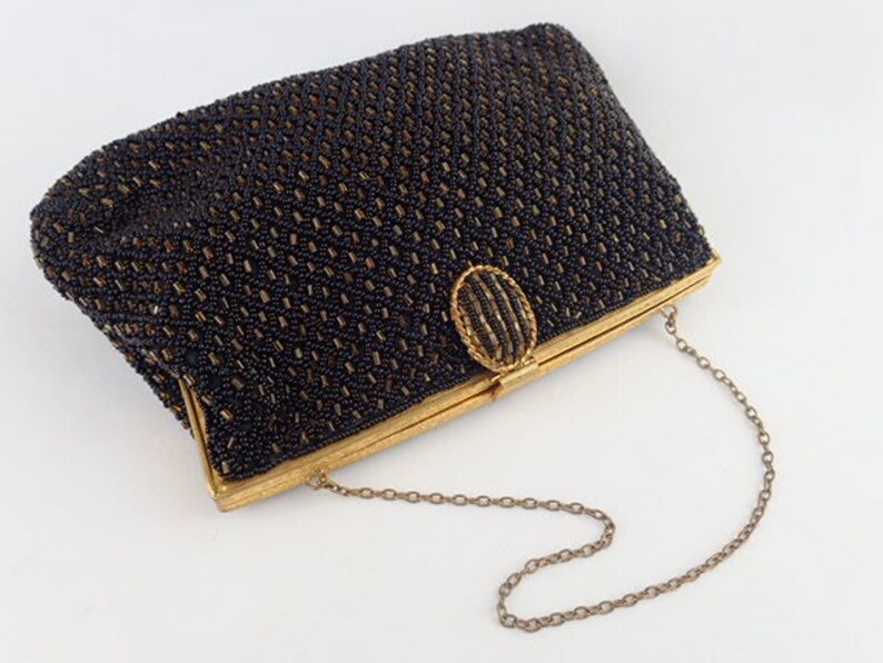 pewter beaded clutch bag
