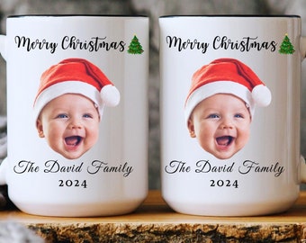 Merry Christmas Coffee Mug, Customized Baby Face Mug, Personalized Name Mug, Holiday Mug, Christmas Gift, Funny Gift Idea