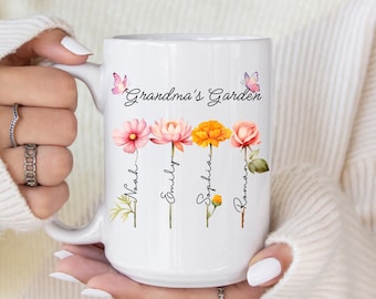 Customized Grandma's Garden Coffee Mug, Gift for Grandma, Mom, Nana, Gigi, Gift From Grandkids, Mother's Day Gift, Holiday's Gift
