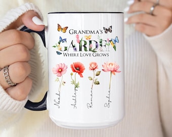 Customized Grandma's Garden Coffee Mug, Gift for Grandma, Mom, Nana, Gigi, Gift From Grandkids, Mother's Day Gift, Holiday's Gift