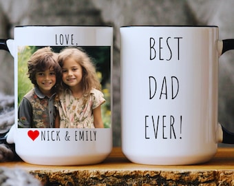 Custom Dad Coffee Mug, Personalized Photo and Name Mug, Gift From Daughter And Son to Dad, Father's Day Gift, Custom Photo Mug