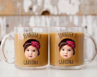 Custom Baby Faces Glass Coffee Mug, Personalized Name Glass Mug, Personalized Baby Mug, Birthday Gift, Mother's Day Gift, Father's Day Gift