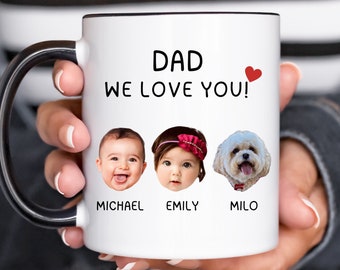 Custom Kids' Names And Photos Coffee Mug For Dad, Personalized Mug For Dad, Gift For Dad, Father's Day Gift, Funny Gift Idea
