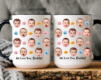 Aangepaste mok babygezichten, gepersonaliseerde mok babygezicht, mok voor vader/opa, Vaderdagcadeau, verjaardagscadeau, grappige cadeau-ideeën, cadeau voor vakantie