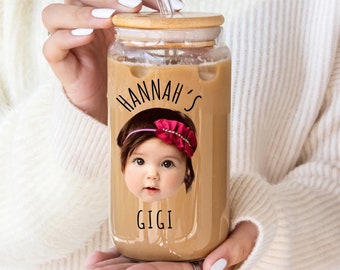 Custom Baby Face 16oz Glass Can, Personalized Baby Face Ice Coffee Cup For Mom/Dad, Child Photo Gift, Mother's Day Gift, Father's Day Gift