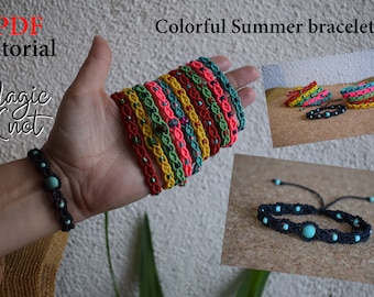 TUTORIAL - how to make, Macrame summer bracelet, Bracelet tutorial, DIY macrame, Macrame tutorial, Do it yourself, Colorful bracelet