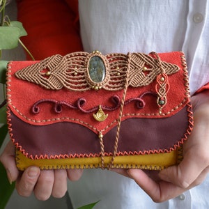 Porta tabacco in pelle unico, mini borsa in pelle Boho, custodia in pelle Boho per telefono, tabacco, soldi, accessori in pelle