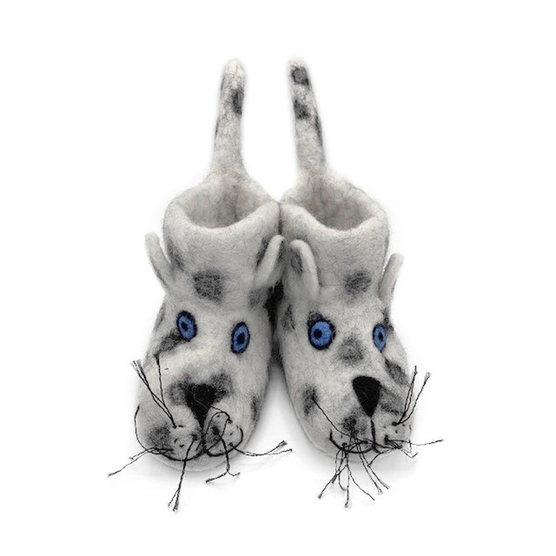 Snow Leopard Felted Booties /& Slippers