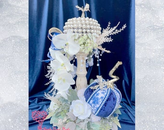 Elegant Fall Centerpiece, Chinoiserie Pumpkin Decor