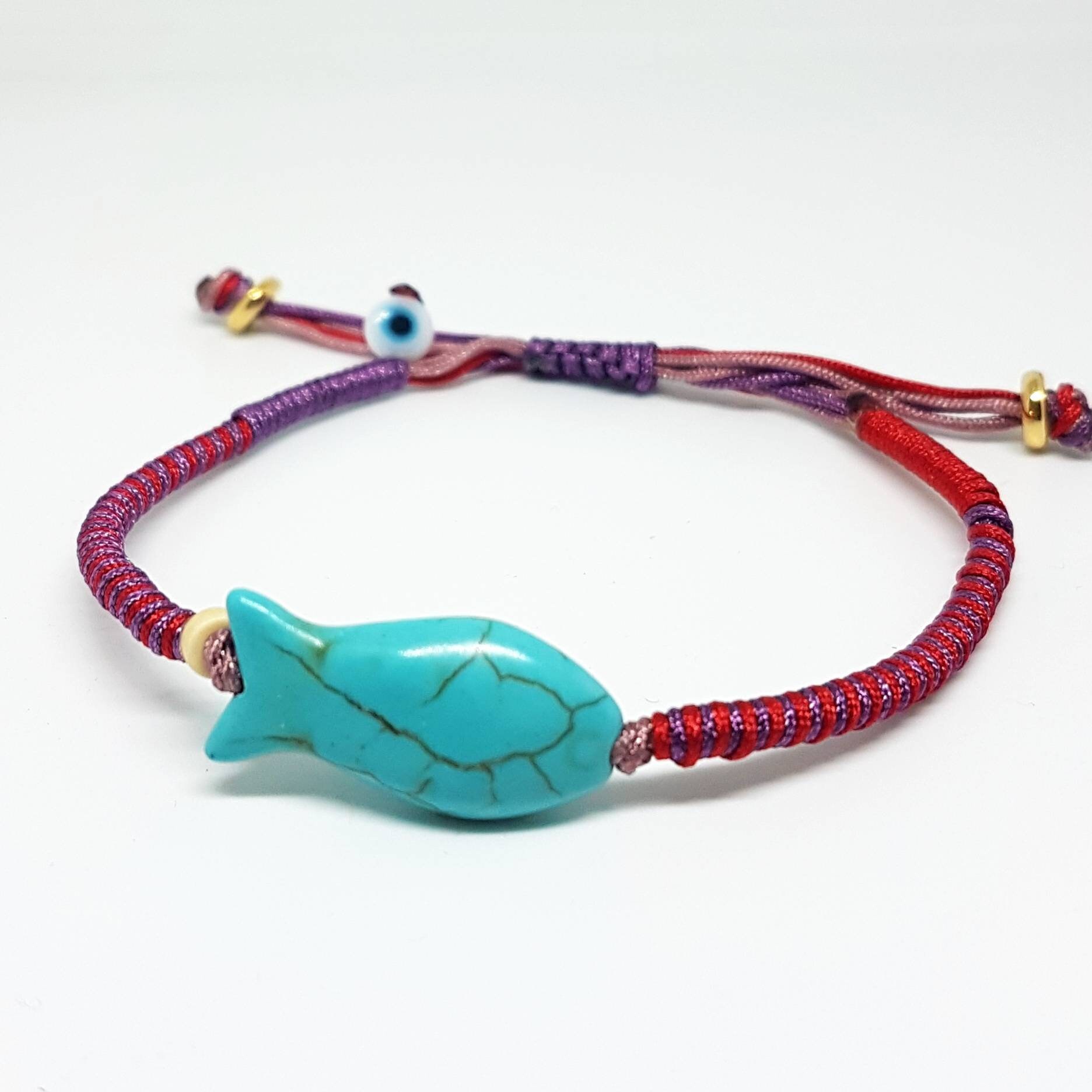 Fish Bracelet Woven Bracelet Friendship Bracelet Adjustable Etsy