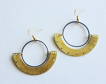 Handmade brass earrings geometric earrings gift for her chandelier earrings minimalist earrings circle earrings gold earrings brass jewerly