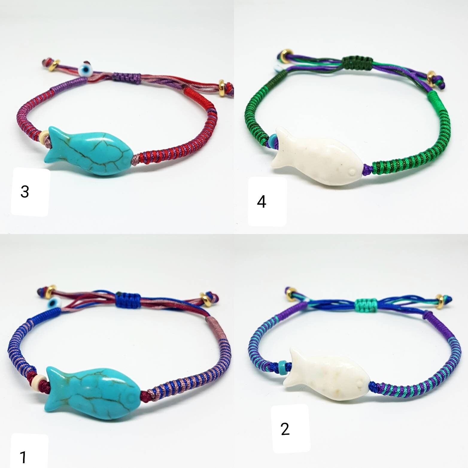 Fish Bracelet Woven Bracelet Friendship Bracelet Adjustable Etsy