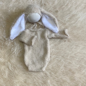 Newborn or Sitter Long Sleeve Fluffy Bunny outfits, newborn photography prop, Sitter photo prop, Long sleeve prop, bunny outfit,