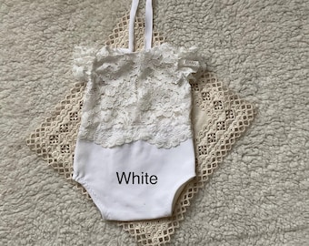 Newborn girls romper with lace top and lace flutter sleeves, newborn girls prop, newborn photography prop,newborn photo prop, newborn outfit