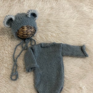 Newborn Koala Bonnet and Romper Set Newborn Photography prop , Newborn Bonnet, Koala Set,