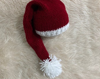 Newborn Christmas Santa hat, newborn photo prop, newborn xmas prop, newborn Xmas hat, newborn sleepy hat