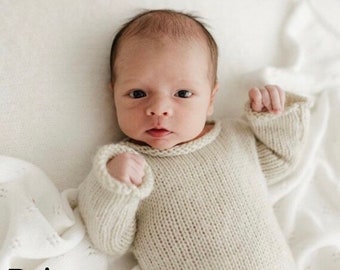 SALE…Newborn Long Sleeve knitted Romper for girls or boys, newborn Photography Prop , newborn girls Photo prop, newborn boys prop,