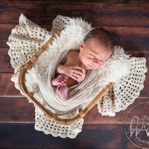 SALE..Beautiful round chunky crochet layer and newborn Bonnet set, basket filler, basket stuffer, newborn textured layer newborn photo prop,