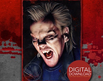 Digital Download Colour Pencil drawing of Kiefer Sutherland as David in Lost boys